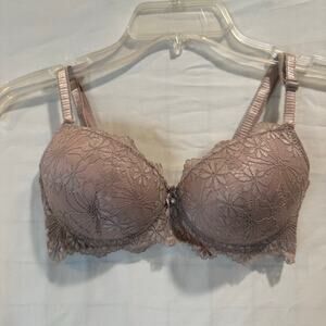 Women's Rene Rofe Wild Dream push- up lace bra 34B light beige pink  underwire